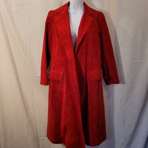 Roth-Le Cover Red Ultra Suede Overcoat With Belt
